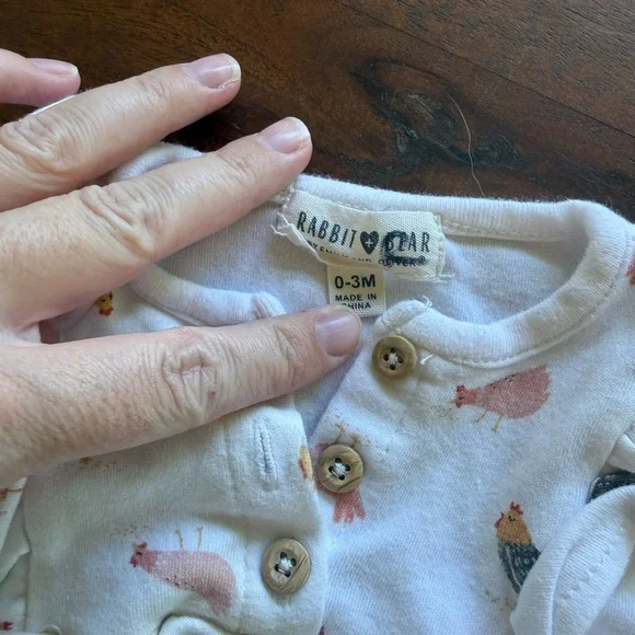 White Long Sleeve Kids Top with Chicken Print - Picture 2 of 2